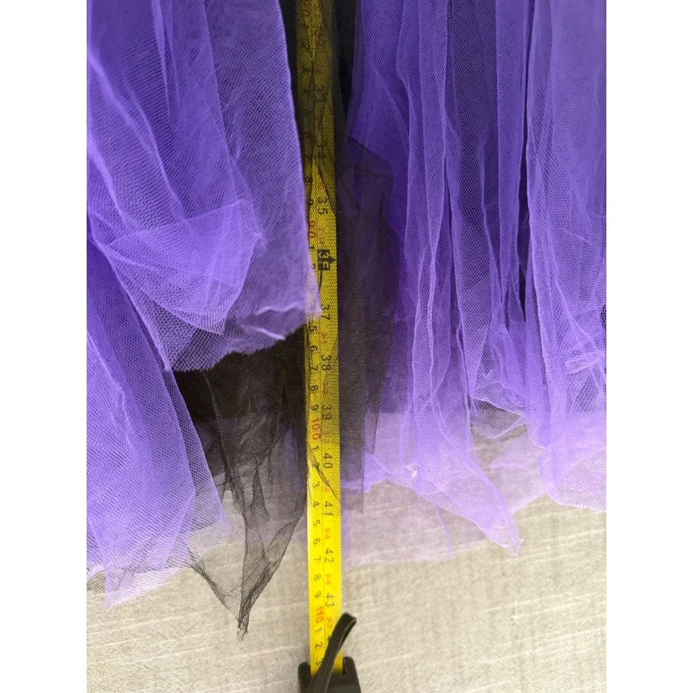 Spirit Halloween Kids Witch Costume Black Purple Paisley Tulle Dress Hat Medium